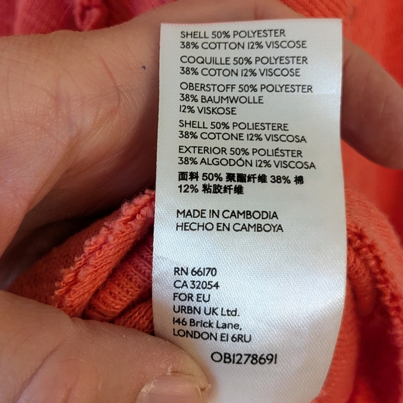 Anthropologie Pilcro Orange Raw Hem Ruffle Dolman Sleeve Long Sleeve Boho Shirt - Picture 7 of 7